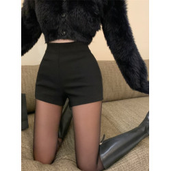 150小矮個子秋冬加絨辣妹短褲女彈力緊身包臀高腰打底靴褲xs顯高