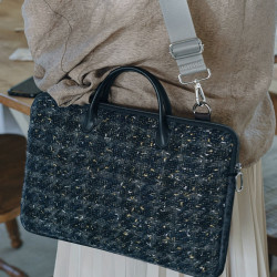 高級格紋黑金小香風小衆輕奢公文包手提筆記型電腦包女14寸16寸15寸設計高顔值蘋果電腦時尚華爲matebook包