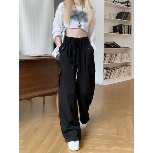 胖mm300斤大碼美式直筒垂感工裝褲女秋季寬鬆高腰休閒拖地濶腿褲 胖mm300斤大碼美式直筒垂感工裝褲女秋季寬鬆高腰休閒拖地濶腿褲