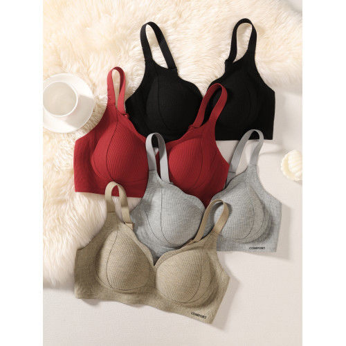 內衣女士小胸聚攏收副乳上托防下垂無鋼圈紅色本命年文胸罩秋冬季