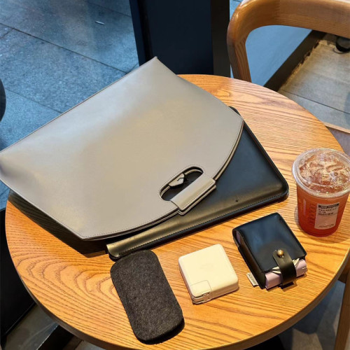 jackspark適用於macbookair電腦包14寸手提高級感小衆公文包女士文件包華爲matebook13筆電手提包真皮簡約