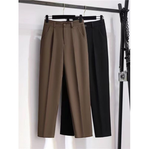 春秋季西裝九分褲女士新款高腰修身顯瘦直筒蘿蔔褲菸琯長褲子潮