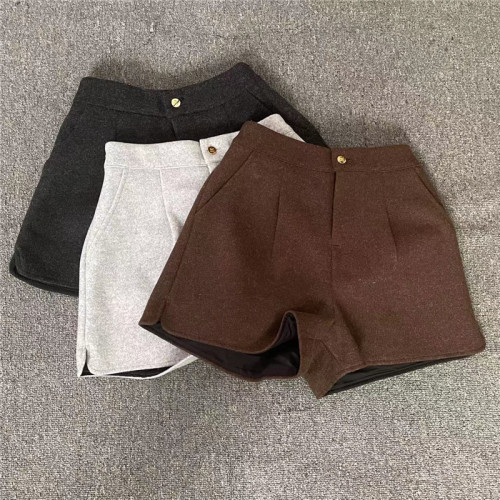 大碼毛呢松緊腰濶腿褲2026秋冬胖mm高腰遮肚靴褲加厚寬鬆短褲外穿