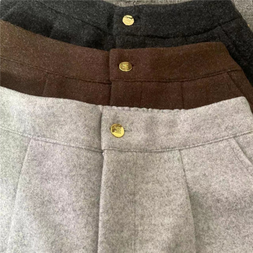 大碼毛呢松緊腰濶腿褲2026秋冬胖mm高腰遮肚靴褲加厚寬鬆短褲外穿