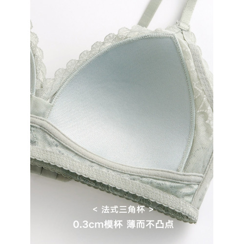小胸平胸專用文胸三角杯不空無鋼圈法式內衣大胸顯小胸罩夏季薄款