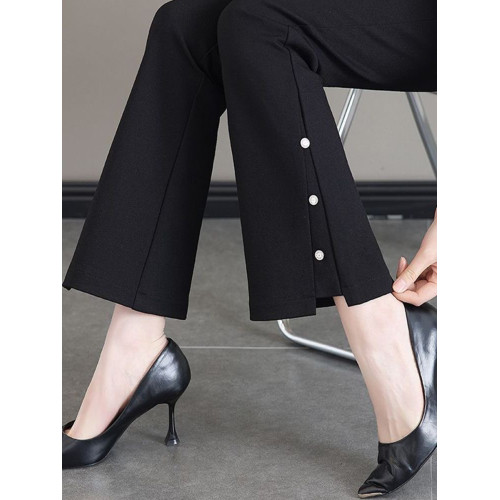 微喇褲子女春秋夏季寬鬆顯瘦大碼垂感彈力九分褲直筒西裝褲運動褲