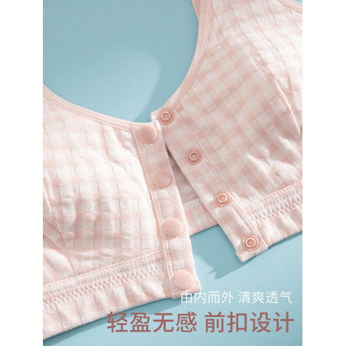 中老年裡棉前釦內衣媽媽文胸無鋼圈大碼背心人老人無海綿運動胸罩