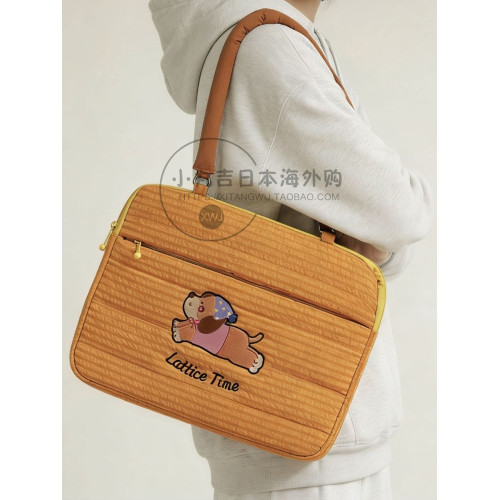 日本刺綉手提單肩電腦包日常休閒單肩防摔防震筆電包大學生通勤