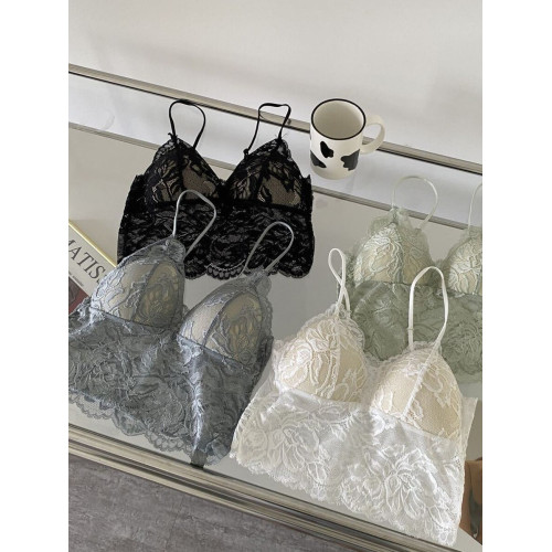 內衣背心式吊帶胸墊法式蕾絲無鋼圈小胸文胸吊帶一體內搭舒適柔軟