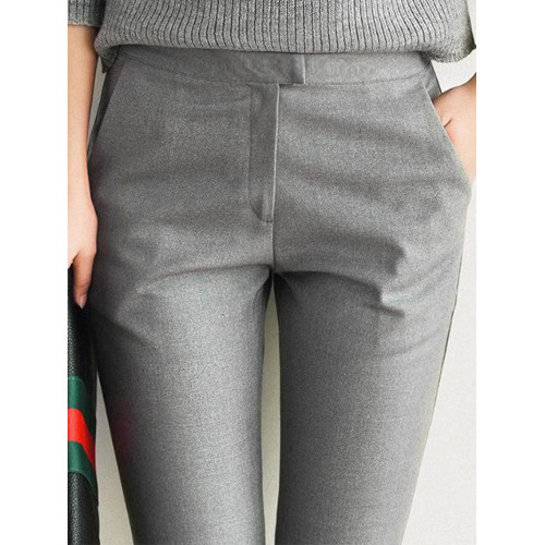 灰色西裝褲女秋季薄款菸琯褲寬鬆直筒褲小個子休閒九分褲職業西褲