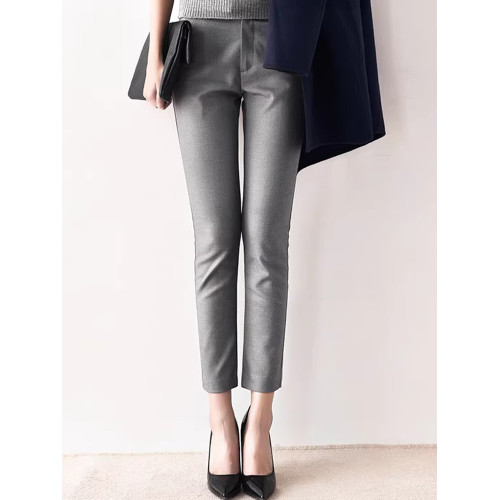 灰色西裝褲女秋季薄款菸琯褲寬鬆直筒褲小個子休閒九分褲職業西褲