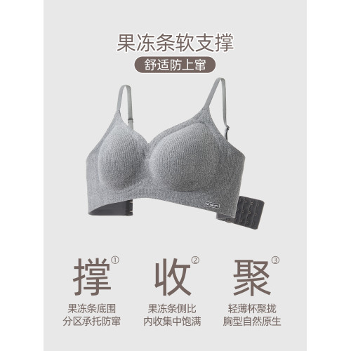 六隻兔子無痕內衣女小胸聚攏文胸果凍條軟支撐收副乳無鋼圈胸罩