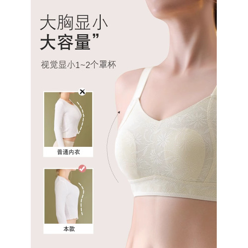 全罩杯大胸顯小內衣女薄款無痕大碼無鋼圈收副乳防下垂聚攏文胸罩