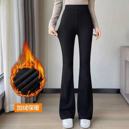 黑色喇叭褲加絨高腰褲子2025顯瘦垂感新款休閒西裝褲秋冬高檔遮肉