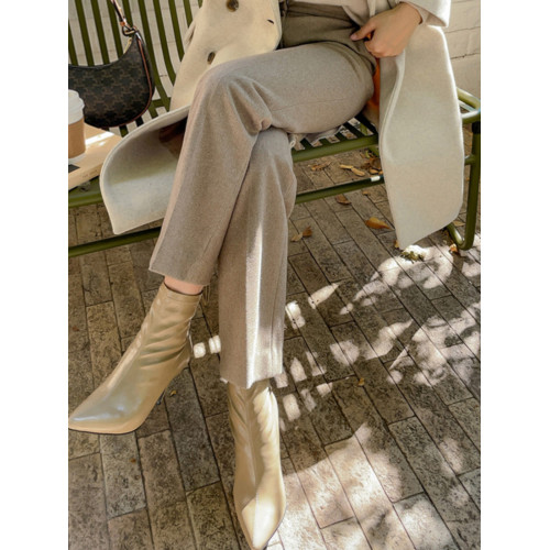 毛呢西裝褲女士2025新款秋冬季高腰加厚菸琯直筒褲顯瘦休閒長褲子