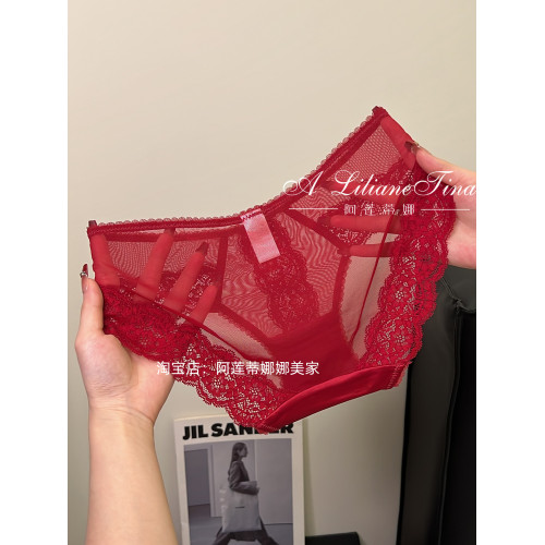 屬馬本命年大紅色蕾絲內褲女新款純棉襠女式三角內褲結婚新年禮物