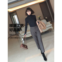 毛呢西裝褲女秋冬2025秋冬新款大碼小個子菸琯褲窄版西褲休閒長褲