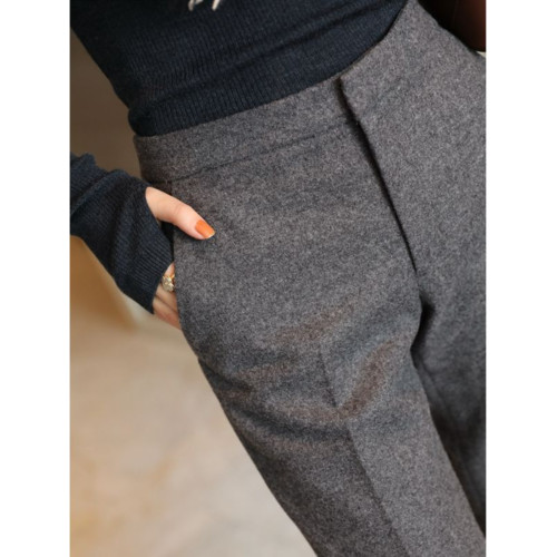 毛呢西裝褲女秋冬2025秋冬新款大碼小個子菸琯褲窄版西褲休閒長褲