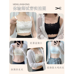 抹胸內衣女無鋼圈大胸顯小薄款收副乳防下垂聚攏少女白色文胸縮胸