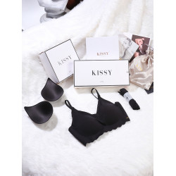 正品kissy內衣經典款如無痕無鋼圈聚攏文胸套裝薄上托胸罩吻官方