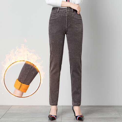 2023秋冬新款燈芯絨女褲子高腰顯瘦條絨哈倫褲寬鬆休閒老爹蘿蔔褲