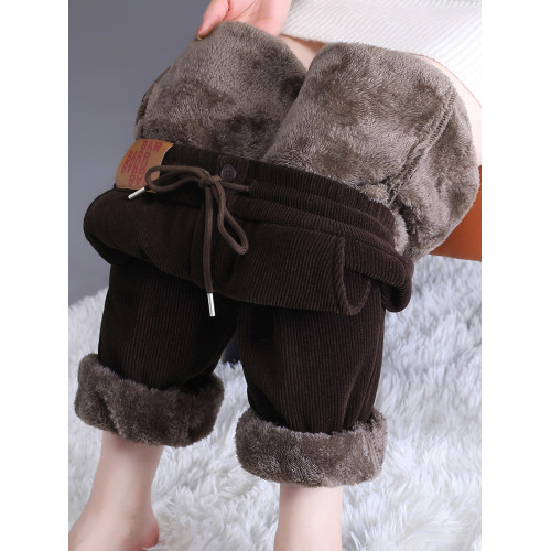 加絨加厚雪尼爾褲子女2025秋冬新款網紅爆款束腳高腰休閒哈倫褲潮