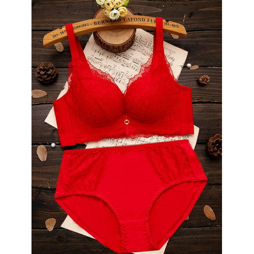 本命年紅色內衣套裝女聚攏無鋼圈小胸結婚新娘文胸罩2026馬年新款