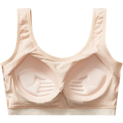 純棉上托防下垂文胸一體固定杯聚攏裹胸運動無鋼圈收副乳背心內衣