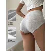 收腹內褲女純棉中高腰提臀運動短褲不卡襠不夾臀純色透氣三角褲冬