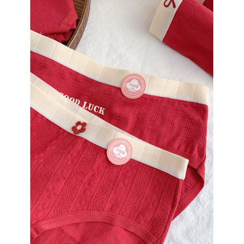 『嵗嵗歡喜』紅內褲少女可愛本命馬年大紅色純棉學生7A抑菌全棉襠