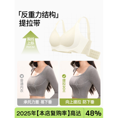 SecretWorld大胸顯小內衣女夏季薄款提拉防下垂收副乳無痕文胸罩