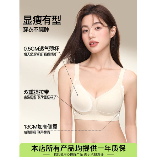 SecretWorld大胸顯小內衣女夏季薄款提拉防下垂收副乳無痕文胸罩