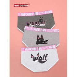 3條裝少女純棉三角內褲中腰收腹寬腰帶卡通印花抑菌襠透氣大碼潮