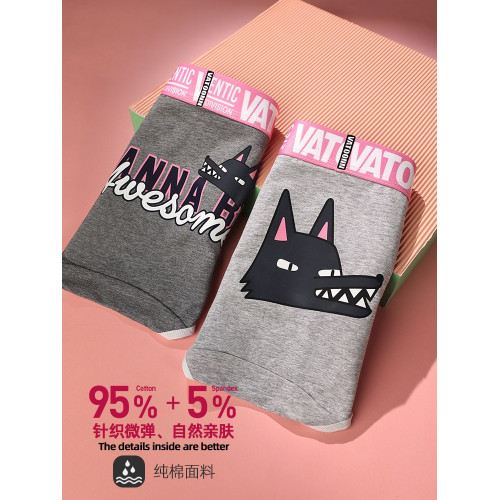 3條裝少女純棉三角內褲中腰收腹寬腰帶卡通印花抑菌襠透氣大碼潮