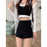 大碼胖妹妹黑色高腰休閒西裝短褲女秋冬a字顯瘦打底安全緊身熱褲