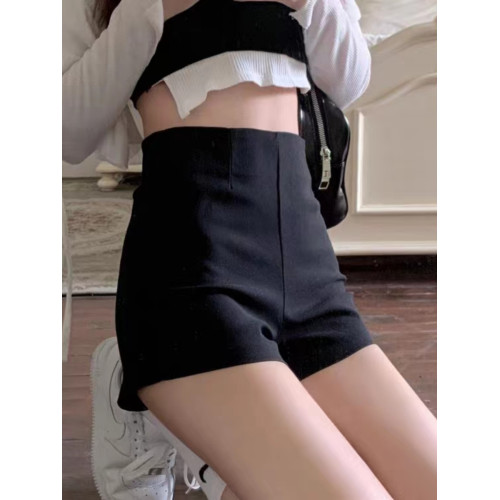 大碼胖妹妹黑色高腰休閒西裝短褲女秋冬a字顯瘦打底安全緊身熱褲