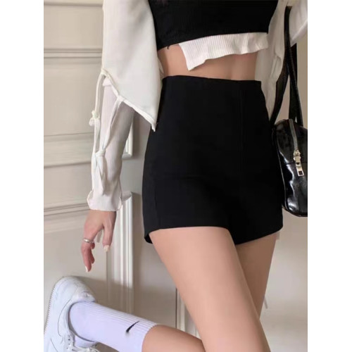 大碼胖妹妹黑色高腰休閒西裝短褲女秋冬a字顯瘦打底安全緊身熱褲