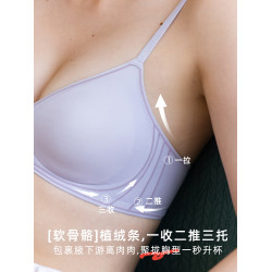 親膚日記絨條杯三角杯無痕內衣女聚攏小胸薄款文胸無鋼圈收副乳
