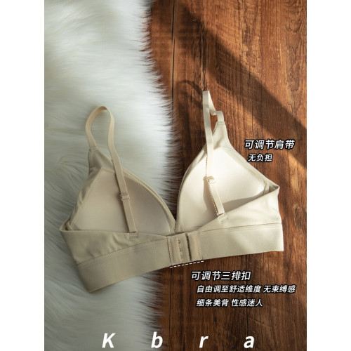 Kbra字母法式三角杯內衣女無鋼圈舒適透氣防下垂小胸文胸罩無痕