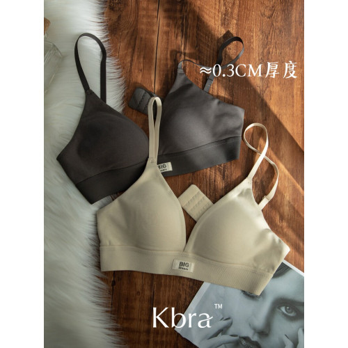 Kbra字母法式三角杯內衣女無鋼圈舒適透氣防下垂小胸文胸罩無痕