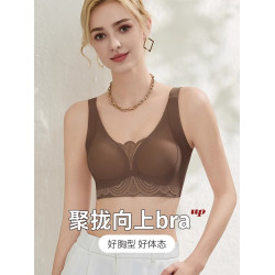 內衣女士薄款大胸顯小收副乳防下垂無鋼圈調整型小胸聚攏文胸罩夏