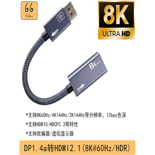 雷電Type-C轉HDMI2.1轉換器USB-C拓擴展隖DP轉HDMI8K60Hz/4K120Hz