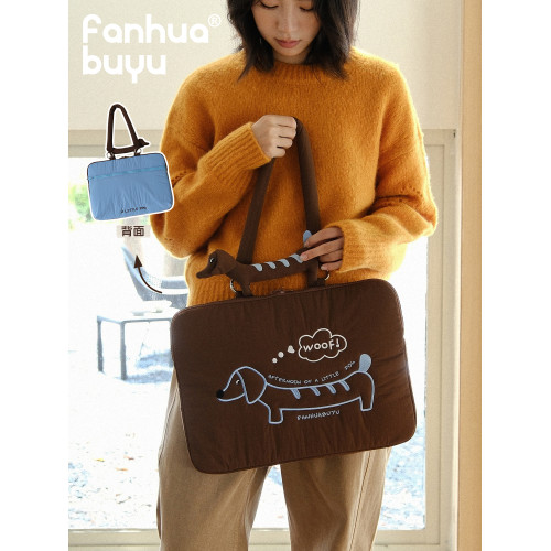 梵花不語刺綉臘腸狗電腦包女14/16寸高顔值可愛小狗可拆卸肩帶高級感通勤防刮單肩手提包