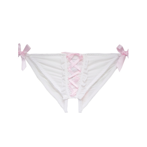 胖次狂魔超工口開檔雪紡木耳邊可愛少女內褲牛奶冰絲假綁帶蝴蝶結