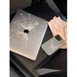 汪三嵗原創「菸花蝶」適應MacBook保護殼蘋果筆電2025款M4M5pro14寸16寸air13寸M1/M2/M3保護套配件