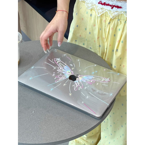 汪三嵗原創「菸花蝶」適應MacBook保護殼蘋果筆電2025款M4M5pro14寸16寸air13寸M1/M2/M3保護套配件