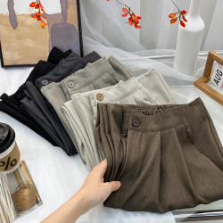 復古山本高級感垂感壓褶西裝褲女春夏寬鬆濶腿百搭拖地休閒直筒褲