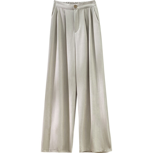 復古山本高級感垂感壓褶西裝褲女春夏寬鬆濶腿百搭拖地休閒直筒褲