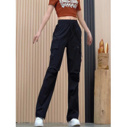 美式工裝褲女夏季薄款2025新款高腰寬鬆透氣速乾運動休閒濶腿褲子