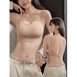粉底液美背內衣女抹胸內搭防走光2026新款細吊帶文胸一體無痕背心